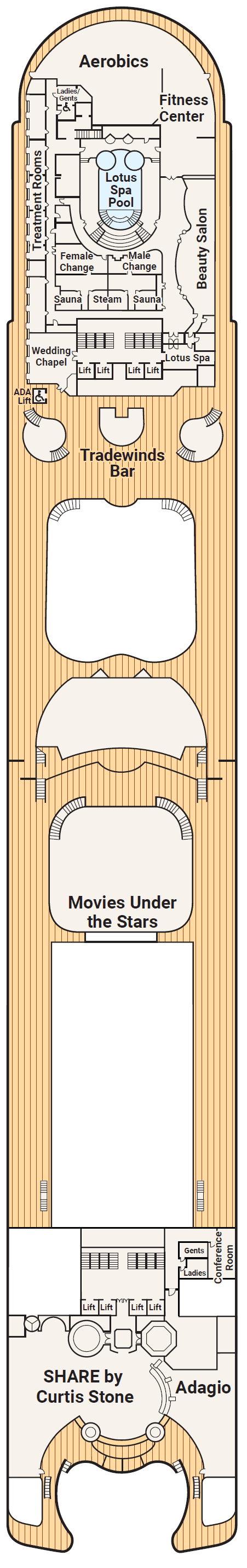 Deck 16 - Sun deck plan